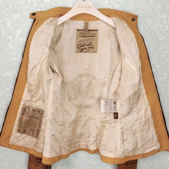 MATCHLESS Women’s Leather Moto Jacket, Camel, EU Size 40 - Picture 11 of 15